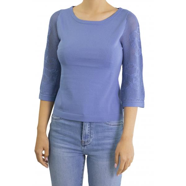 Maglia con manica con ricami 